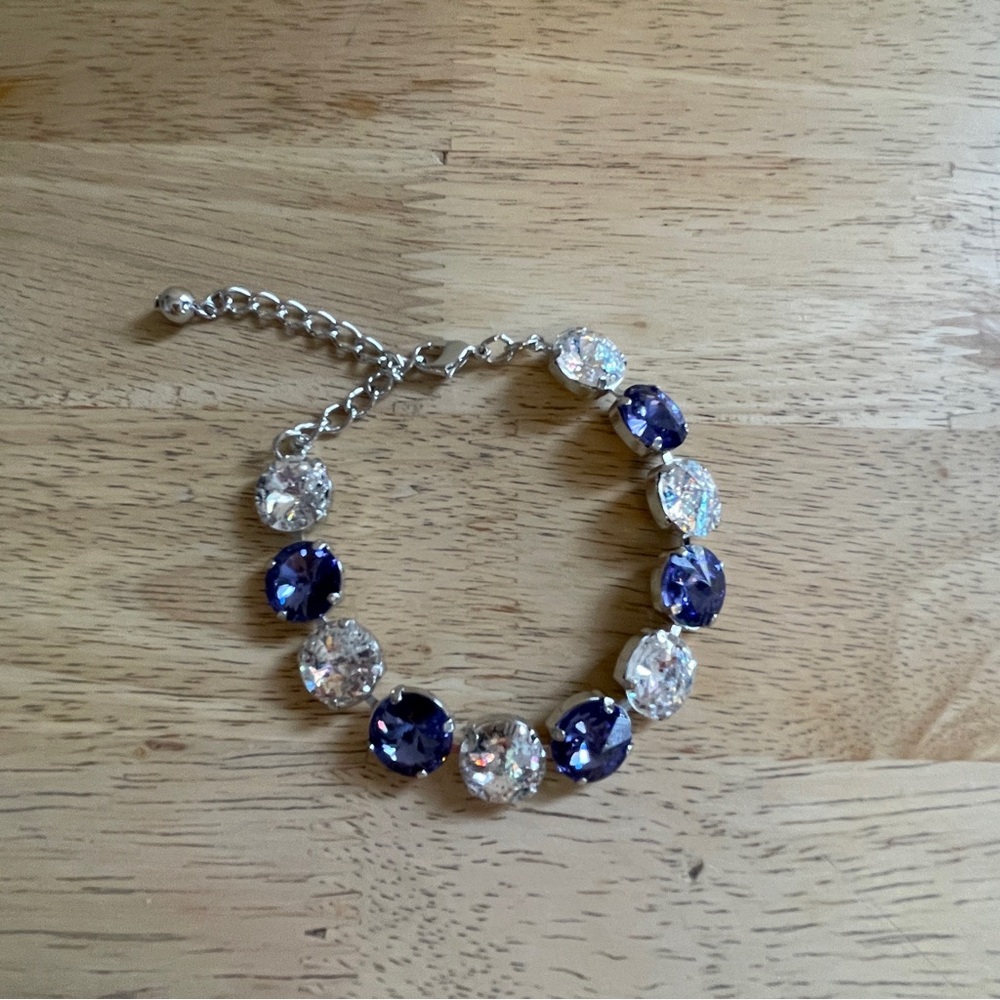 White Patina & Violet Crystal Bracelet Set In Rhodium